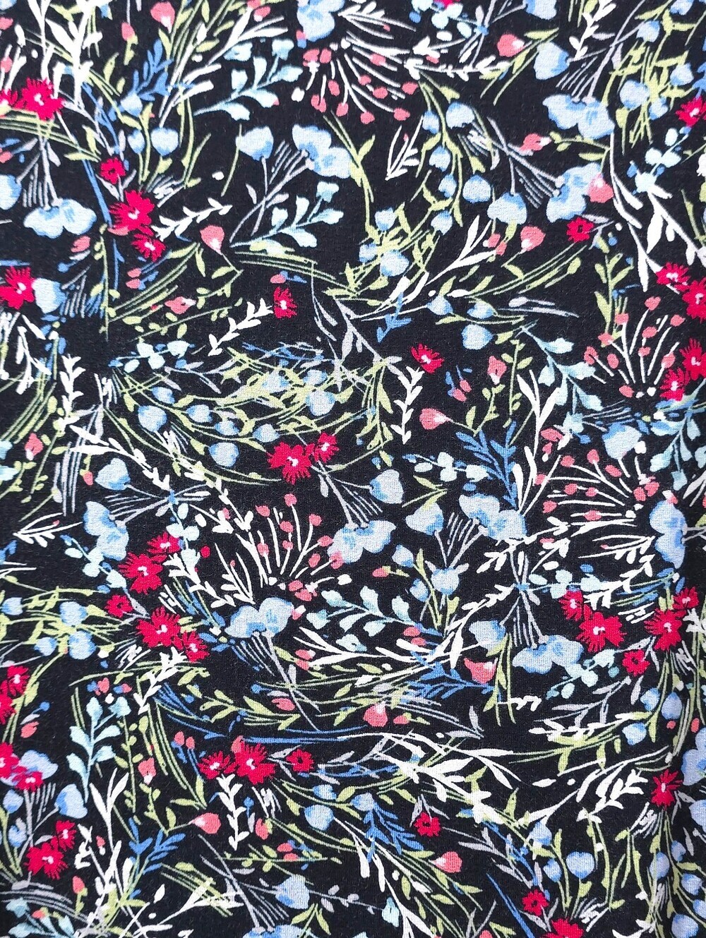 J Jill Wearever Collection 3/4 Sleeve Floral Crewneck Top in Black, Size L - Picture 10 of 11